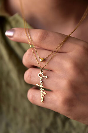 925 Ayar Gümüş Altın Kaplama 3d Kalp Ve Sevgilim Yazılı Asansörlü Kolye