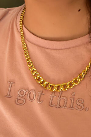 925 Ayar Gümüş Altın Kaplama Geçişli Gurmet Zincir Kolye