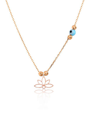925 Ayar Rose Altın Kaplama Dorika Toplu Gümüş Lotus Kolye