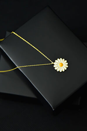 925 Ayar Gümüş Altın Kaplama Papatya Kadın Kolye