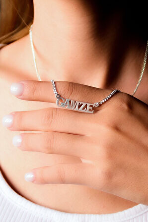 925 Ayar Gümüş Rodyum Kaplama Isimli Gurmet Zincir Kadın Kolye K