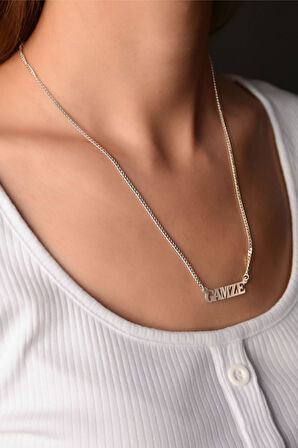 925 Ayar Gümüş Rodyum Kaplama Isimli Gurmet Zincir Kadın Kolye K