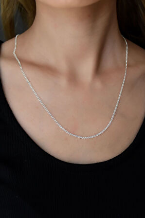 925 Ayar Gümüş Rodyum Kaplama Lavce Zincir Kadın Kolye