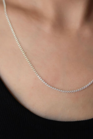 925 Ayar Gümüş Rodyum Kaplama Lavce Zincir Kadın Kolye