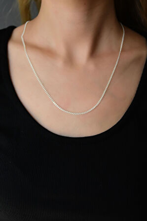 925 Ayar Gümüş Rodyum Kaplama Lavce Zincir Kadın Kolye