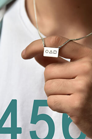 925 Ayar Gümüş Rodyum Kaplama Squid Game Kart Erkek Kolye