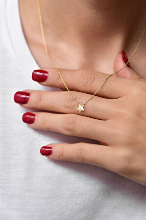 925 Ayar Gümüş Altın Kaplama Kristal Kesim Yıldız Kolye