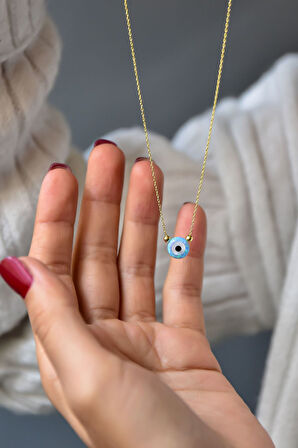925 Ayar Gümüş Altın Kaplama Toplu Nazar Göz Kolye