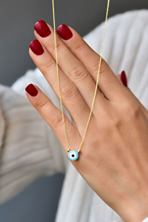 925 Ayar Gümüş Altın Kaplama Toplu Nazar Göz Kolye