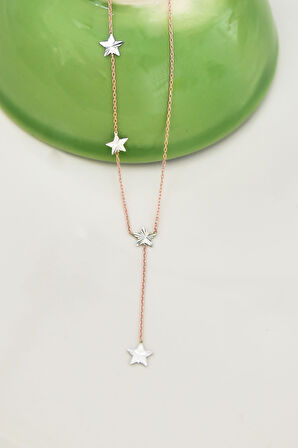 925 Ayar Gümüş Fırfırlı Sıralı Yıldız Kolye