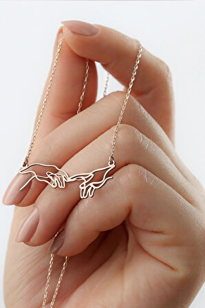 925 Ayar Gümüş Rose Kaplama Yaratılış Kolye