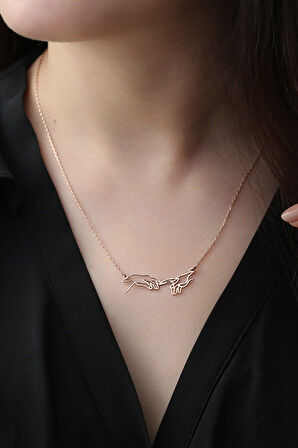 925 Ayar Gümüş Rose Kaplama Yaratılış Kolye