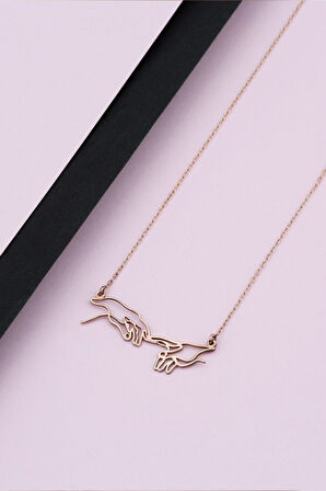 925 Ayar Gümüş Rose Kaplama Yaratılış Kolye