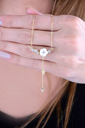 925 Ayar Gümüş Altın Kaplama Manolya Çiçeği Kolye