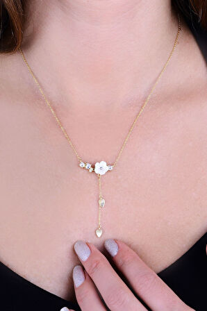 925 Ayar Gümüş Altın Kaplama Manolya Çiçeği Kolye