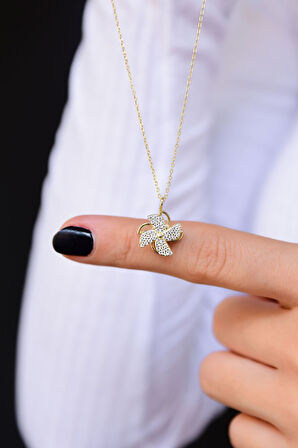 925 Ayar Gümüş Altın Kaplama Rüzgar Gülü Kolye