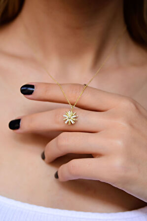 925 Ayar Gümüş Altın Kaplama Dönen Dümen Kolye