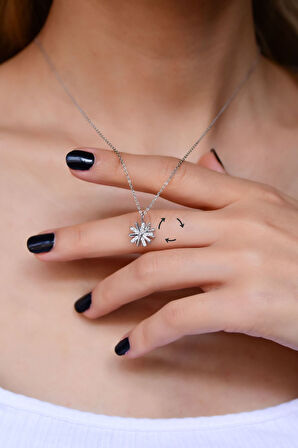 925 Ayar Gümüş Rodyum Kaplama Dönen Dümen Kolye