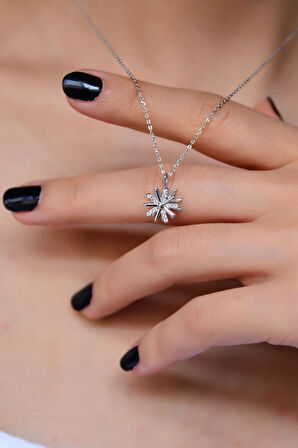 925 Ayar Gümüş Rodyum Kaplama Dönen Dümen Kolye