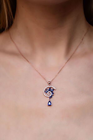 925 Ayar Gümüş Rose Kaplama Girdap Tasarım Kolye