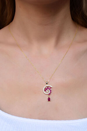 925 Ayar Gümüş Altın Kaplama Girdap Tasarım Kolye