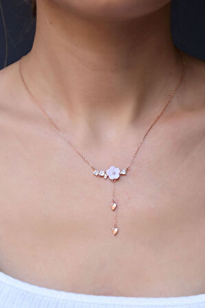 925 Ayar Gümüş Rose Kaplama Kardelen Çiçeği Kolye