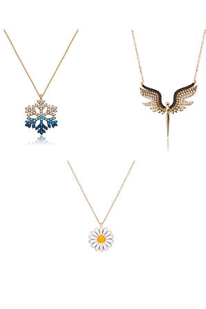 925 Ayar 3 Model Gümüş Kolye