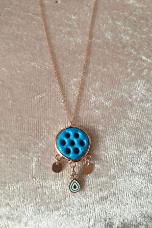 925 Ayar Gümüş Rose Kaplama Camdaki Kız Süryani Kolye