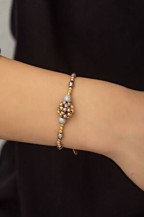 Renkli Dorica Toplu Küme Fantezi Bileklik - 925 Ayar Gümüş Bileklik - Uvps200031