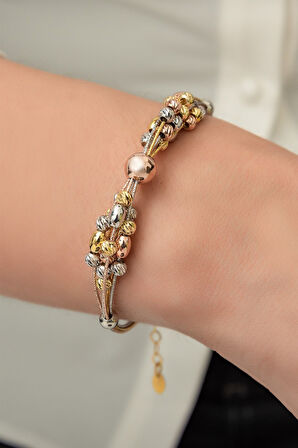 Dorica Toplu Renkli Fantezi 925 Ayar Gümüş Bileklik - Uvps200049