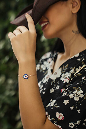 925 Ayar Çift Zincirli Gümüş Nazar Bileklik