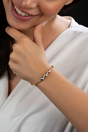 Dorica Toplu Renkli Fantezi 925 Ayar Gümüş Bileklik - Uvps200147