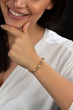 Dorica Toplu Renkli Fantezi 925 Ayar Gümüş Bileklik - Uvps200150