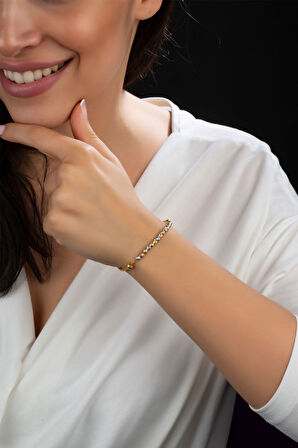 Dorica Toplu Renkli Fantezi 925 Ayar Gümüş Bileklik - Uvps200151