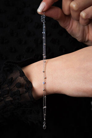 925 Ayar Çift Zincirli Nazar Göz Gümüş Bileklik