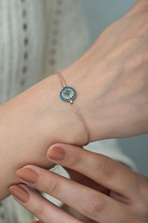 925 Ayar Zirkon Taşlı Gümüş Nazar Bileklik