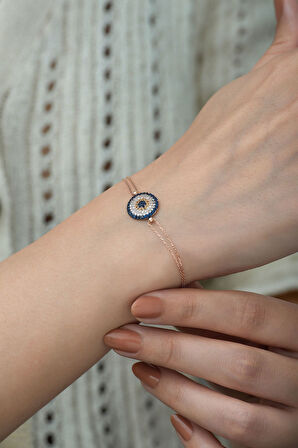 925 Ayar Zirkon Taşlı Gümüş Nazar Bileklik