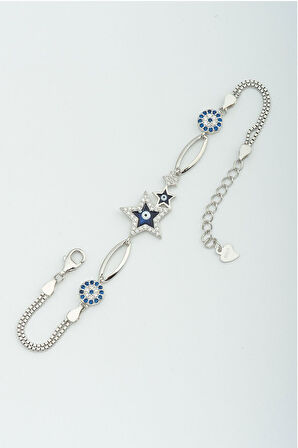 925 Ayar Gümüş Nazar Bocuklu Yıldız Kadın Bileklik