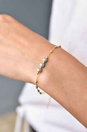 925 Ayar Gümüş Üç Renk Sim Dorika Toplu Kadın Bileklik