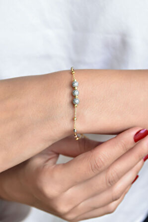 925 Ayar Gümüş Üç Renk Sim Dorika Toplu Kadın Bileklik