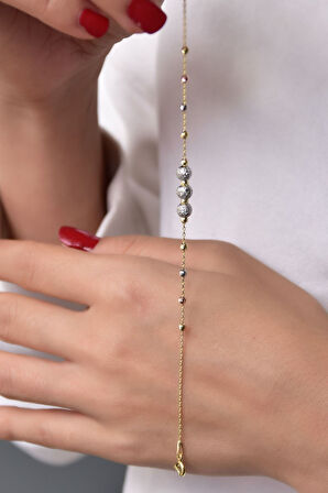 925 Ayar Gümüş Üç Renk Sim Dorika Toplu Kadın Bileklik