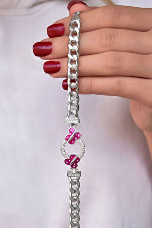 925 Ayar Gümüş Rodyum Kaplama Kelebek Zincir Bileklik