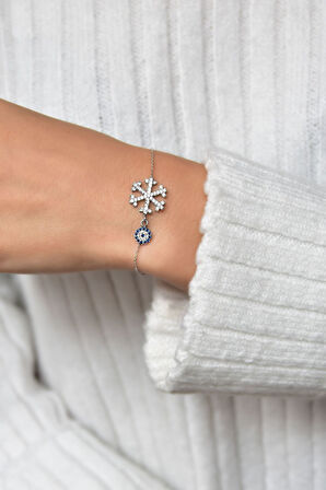 925 Ayar Gümüş Taşlı Nazarlı Kartanesi Bileklik