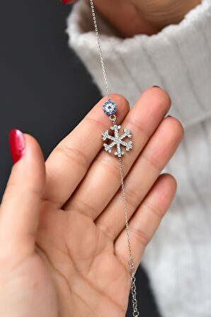 925 Ayar Gümüş Taşlı Nazarlı Kartanesi Bileklik