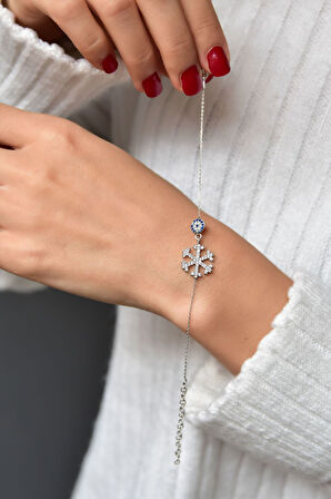 925 Ayar Gümüş Taşlı Nazarlı Kartanesi Bileklik