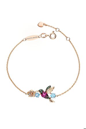 925 Ayar Gümüş Rose Zirkon Taşlı Kuş Kadın Bileklik