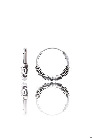 Antik Motifli Sarma Halka Küpe 925 Ayar Gümüş