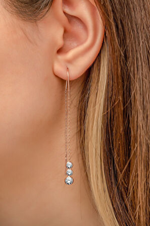 Sallantılı Tekli Üçtaş Süzme Küpe