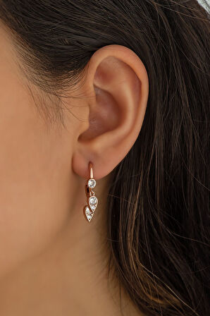 Damla Sallantılı Küpe Rose Altın Kaplama Gümüş Uvps300126