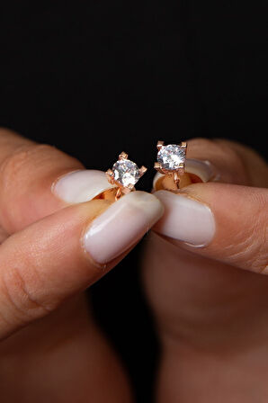 925 Ayar Gümüş Tek Taş Küpe